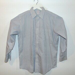 Brooks Brothers 346 Men Long Sleeve Dress Shirt 16 1/2 4/5 White Striped Cotton